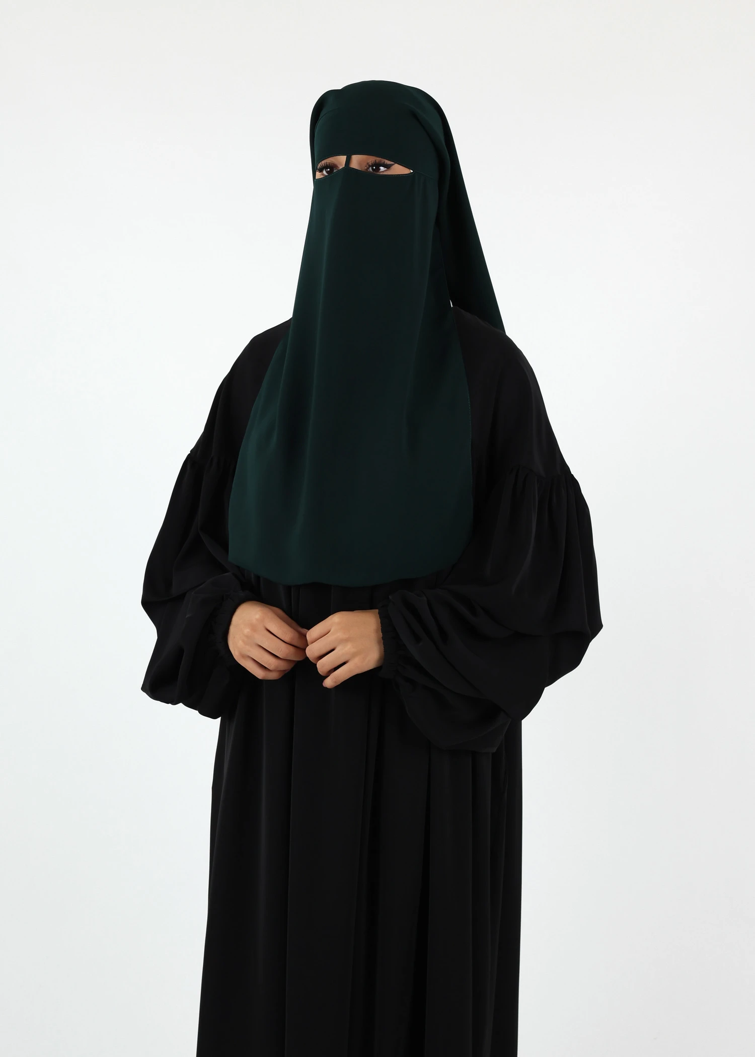 2 Layer Niqab with Nose String – Medium – Dark Green