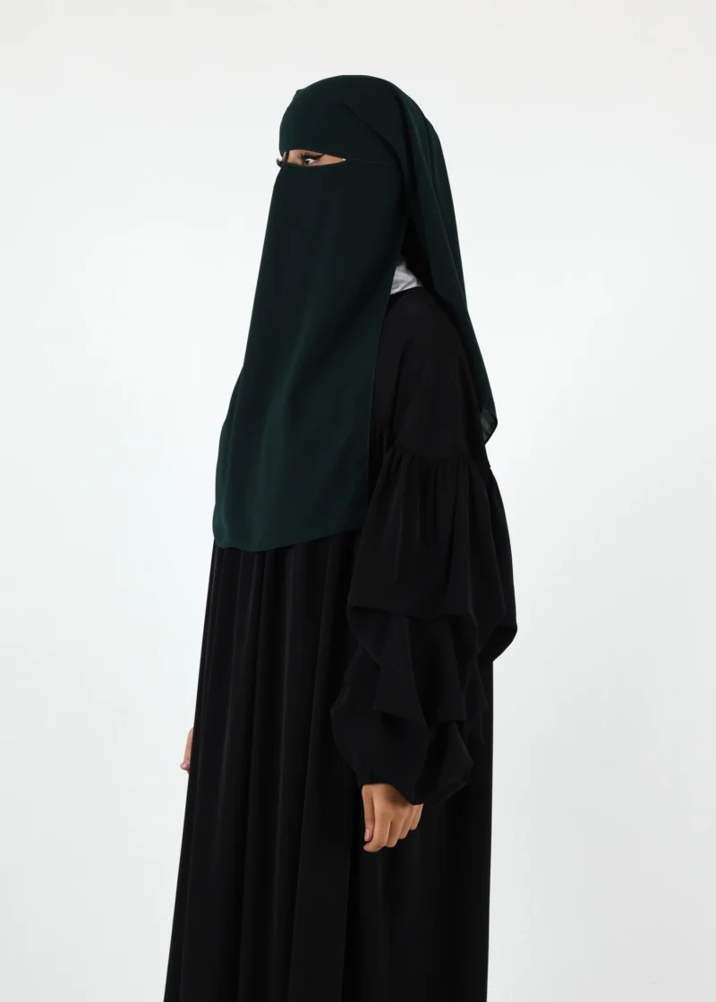 Alternative view of 2 Layer Niqab with Nose String – Medium – Dark Green