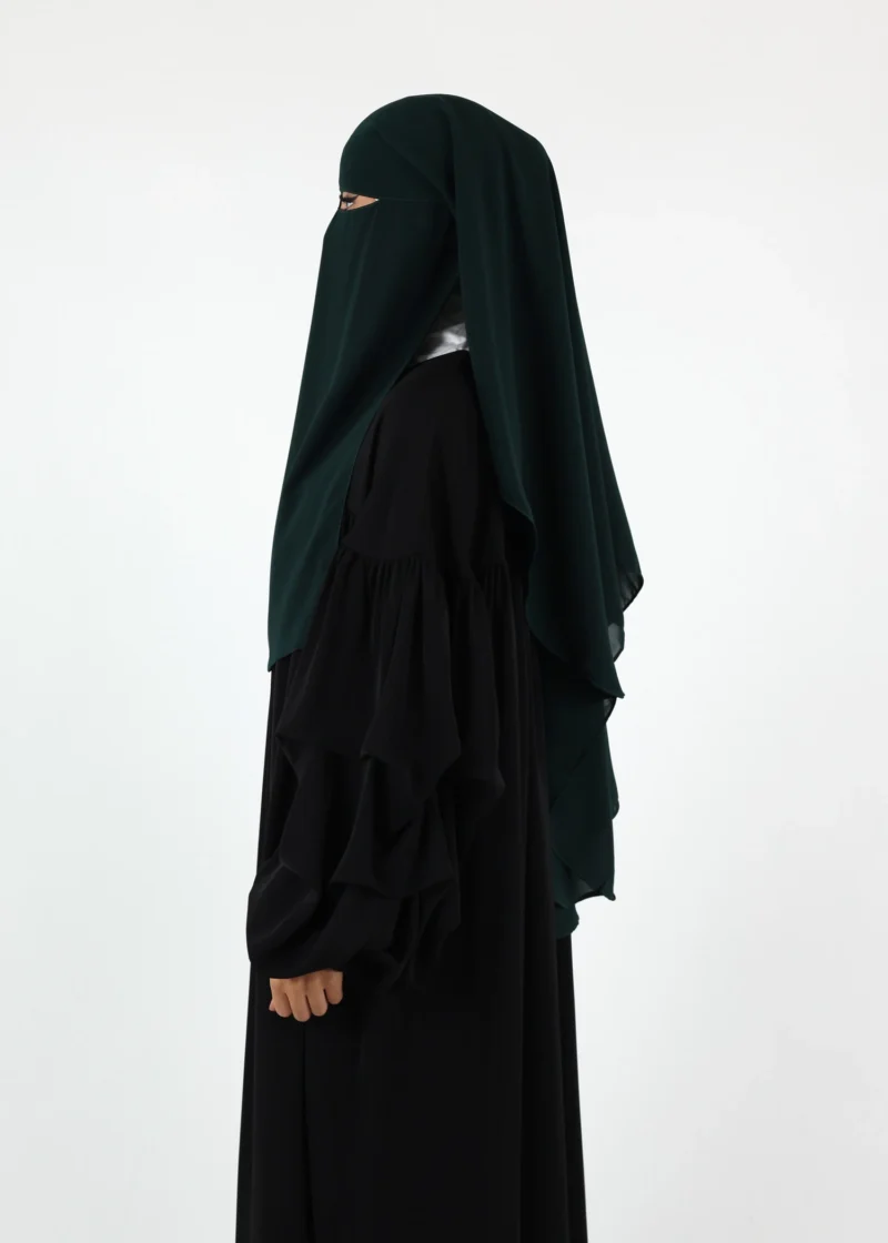 2 Layer Niqab with Nose String – Medium – Dark Green - Image 4