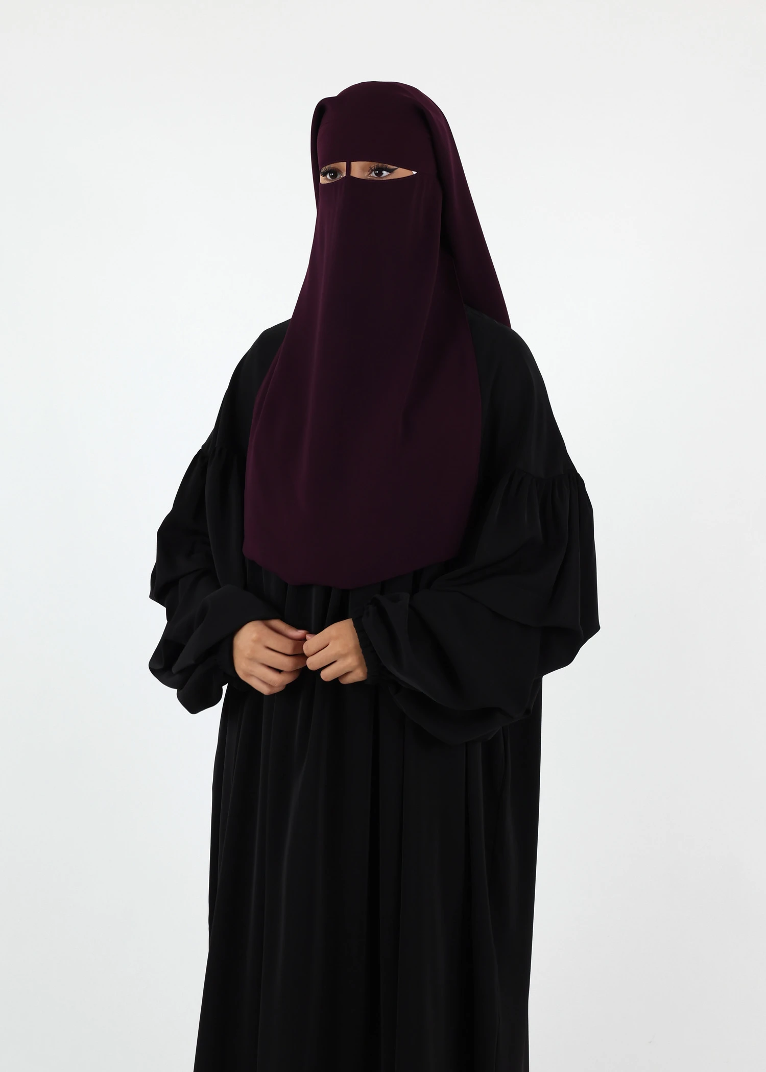2 Layer Niqab with Nose String – Medium – Dark Purple