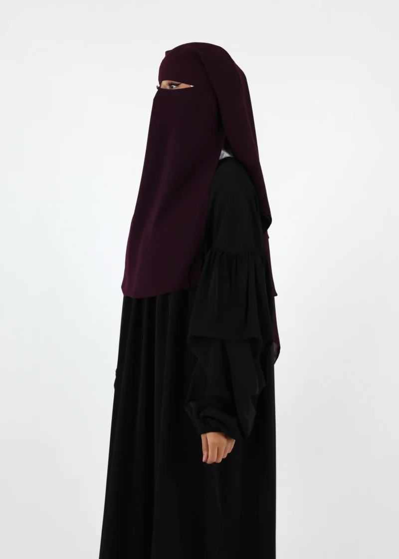 Alternative view of 2 Layer Niqab with Nose String – Medium – Dark Purple