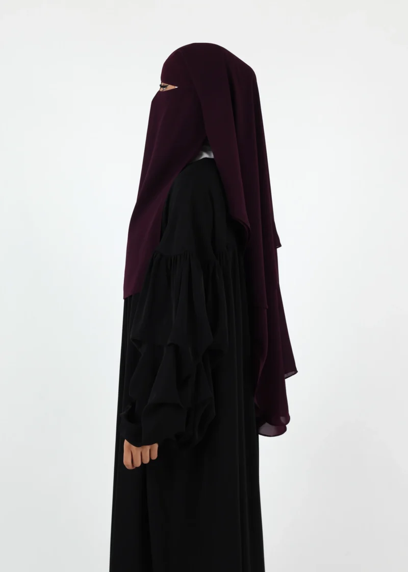 2 Layer Niqab with Nose String – Medium – Dark Purple - Image 4