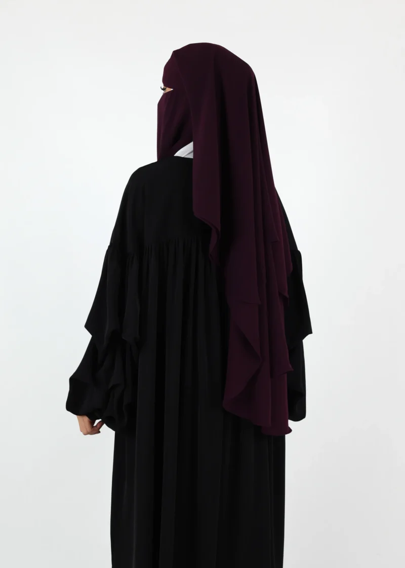 2 Layer Niqab with Nose String – Medium – Dark Purple - Image 3