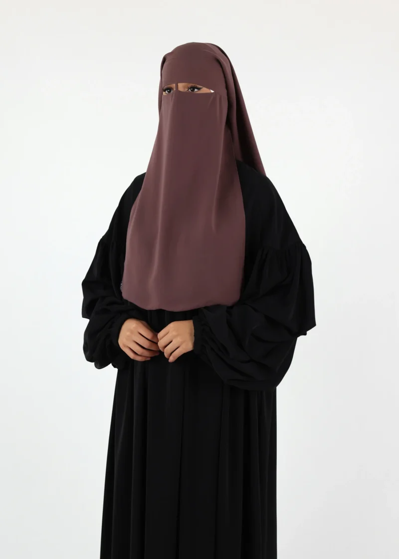 2 Layer Niqab with Nose String – Medium – Dark Taupe