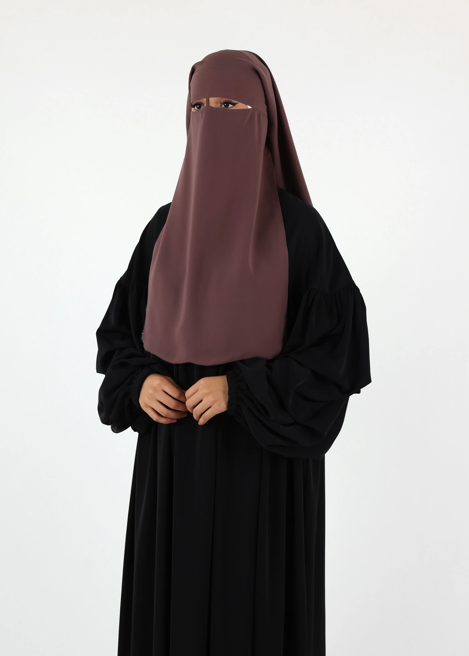 2 Layer Niqab with Nose String – Medium – Dark Taupe
