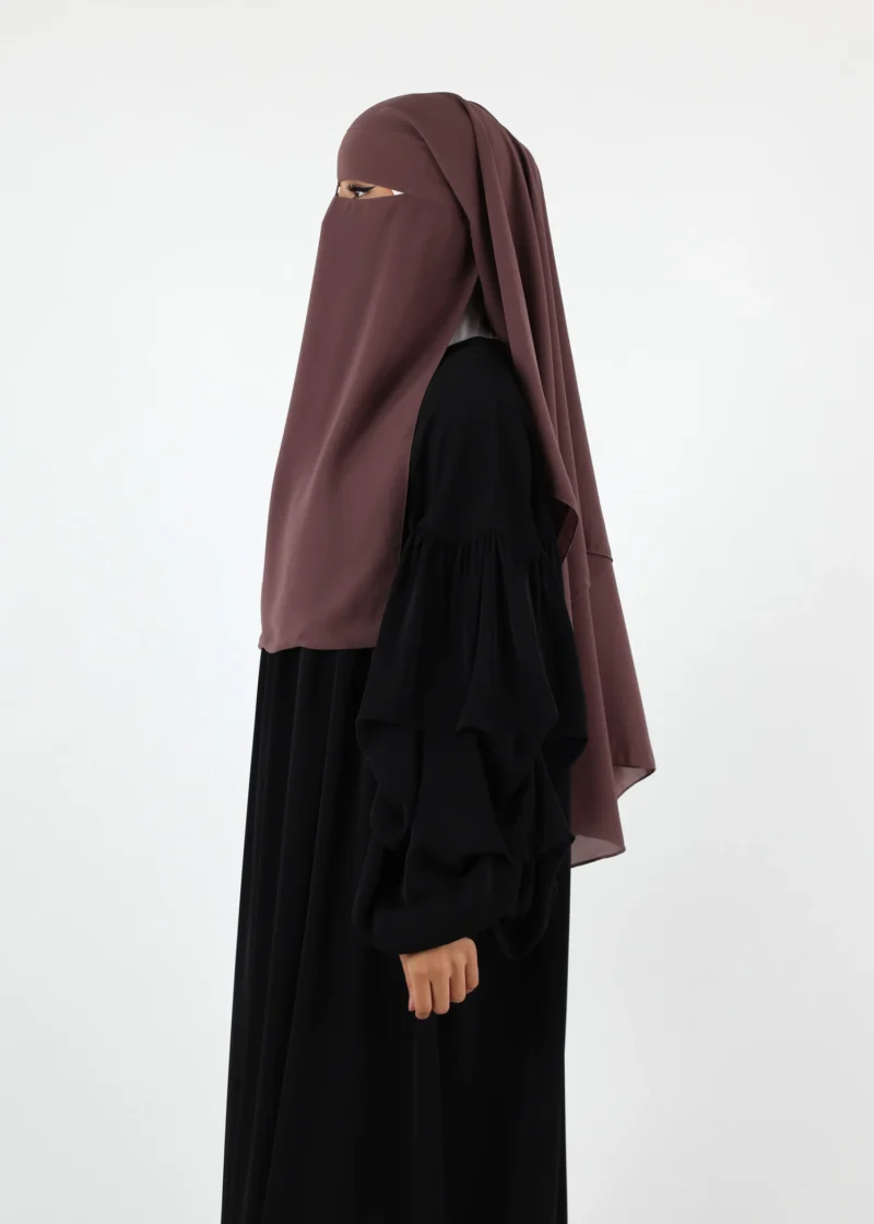 Alternative view of 2 Layer Niqab with Nose String – Medium – Dark Taupe