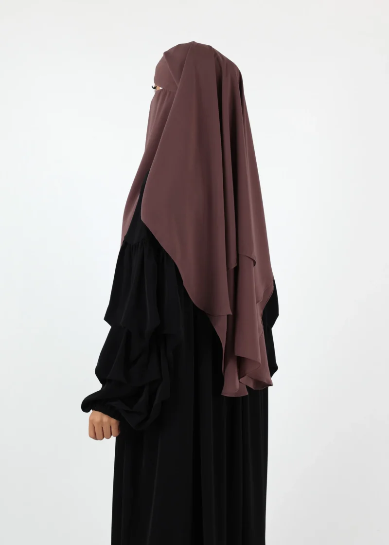 2 Layer Niqab with Nose String – Medium – Dark Taupe - Image 4