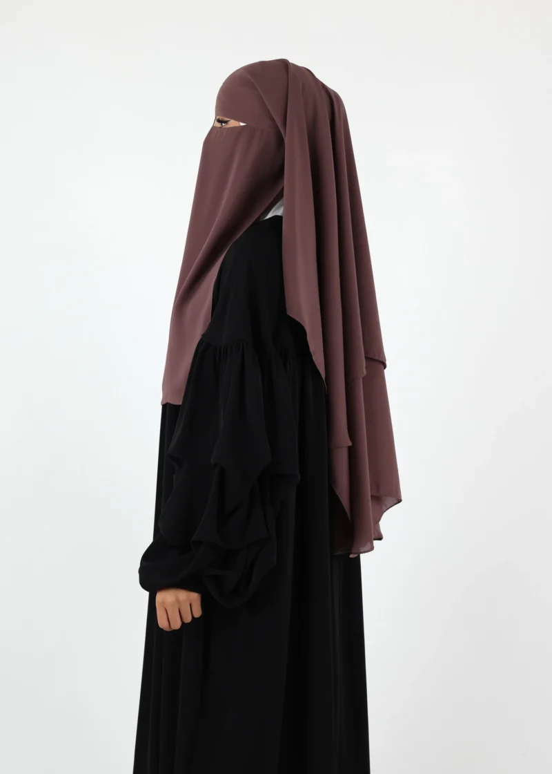 2 Layer Niqab with Nose String – Medium – Dark Taupe - Image 3