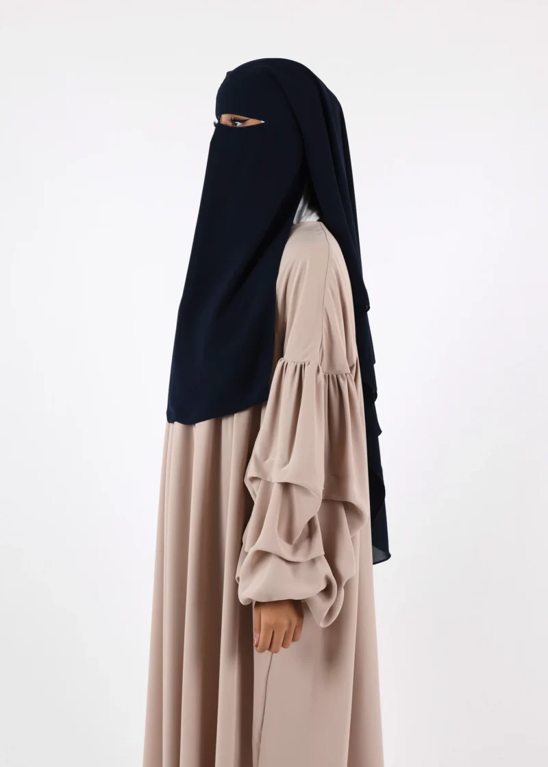 2 Layer Niqab with Nose String – Medium – Navy - Image 3