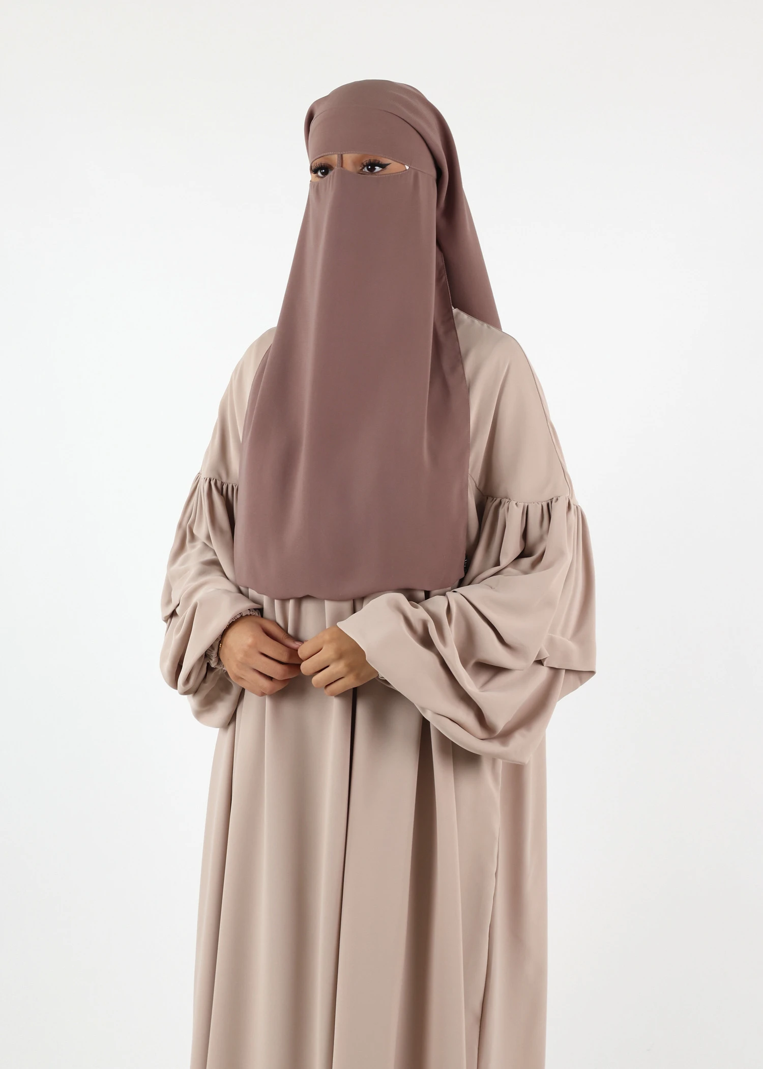 2 Layer Niqab with Nose String – Medium – Soft Taupe