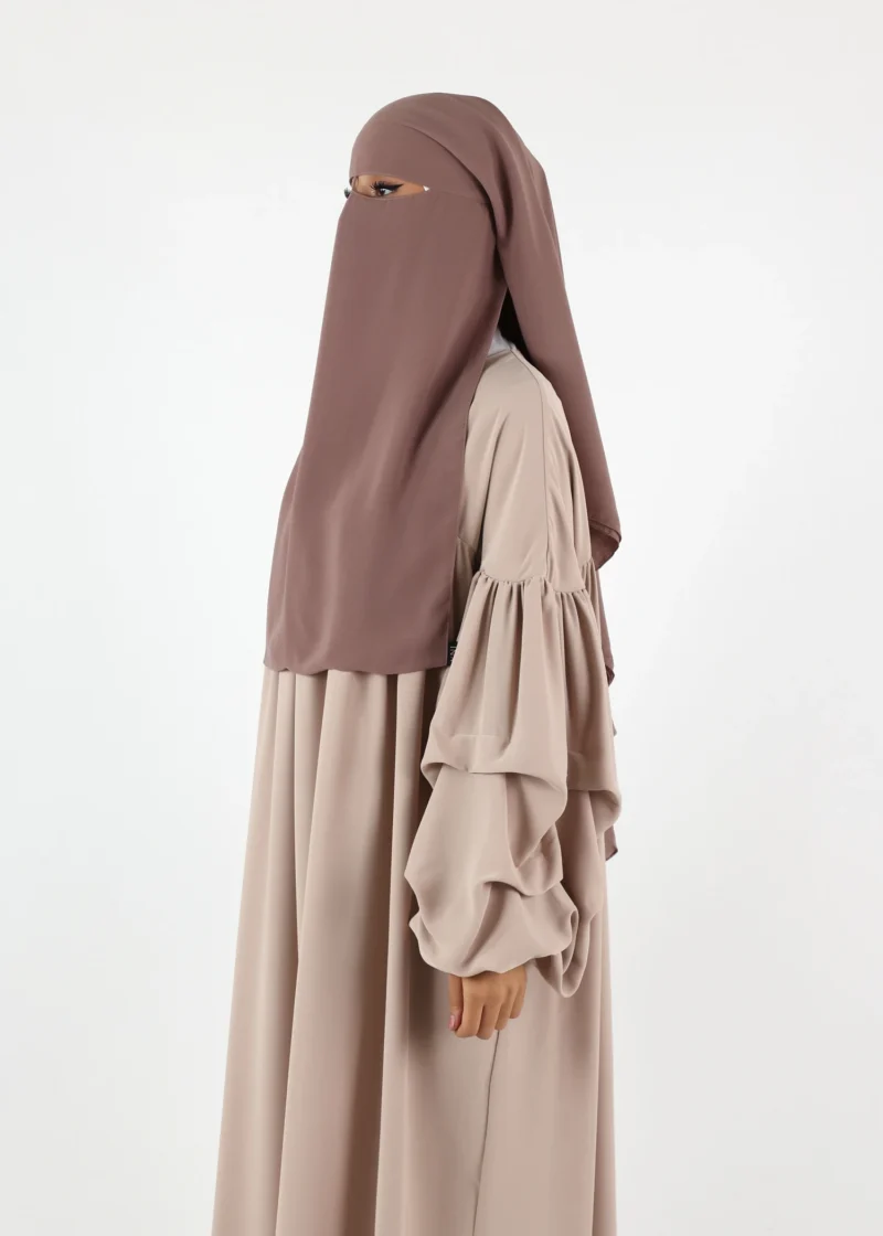 2 Layer Niqab with Nose String – Medium – Soft Taupe - Image 3