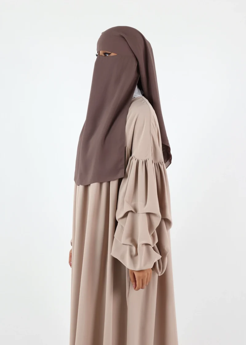 2 Layer Niqab with Nose String – Medium – Taupe - Image 3