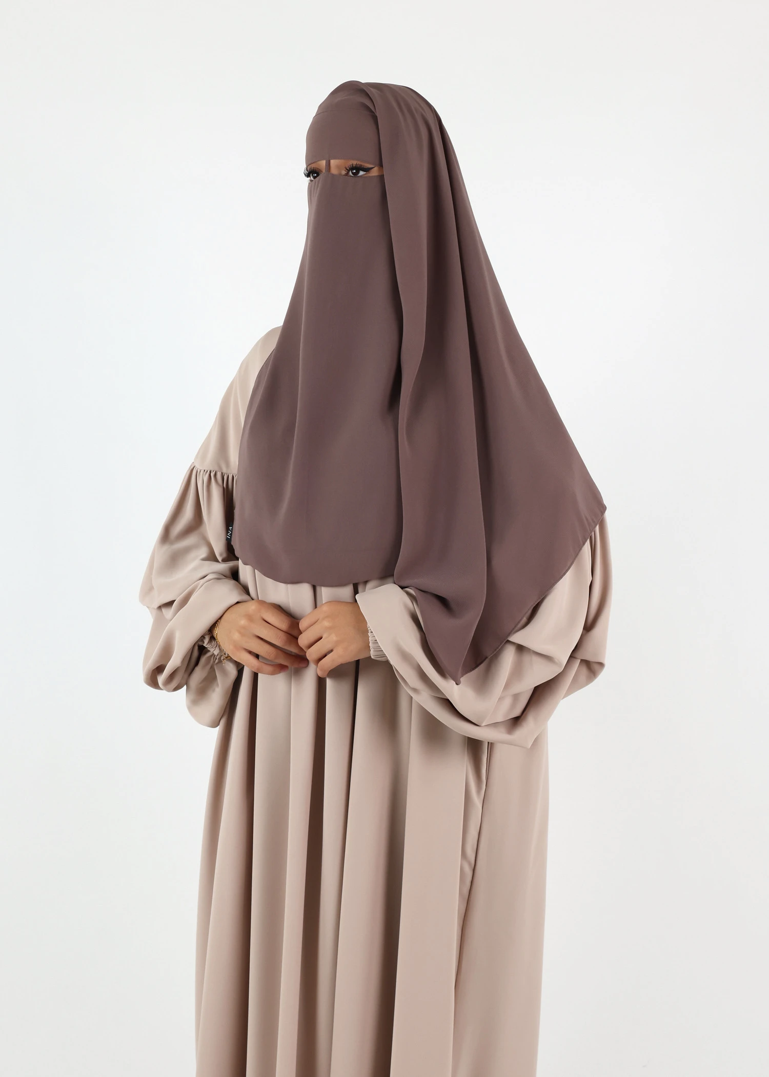 2 Layer Niqab with Nose String – Medium – Taupe