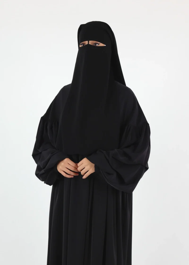 2 Layer Niqab with Nose String – Long – Black - Image 4