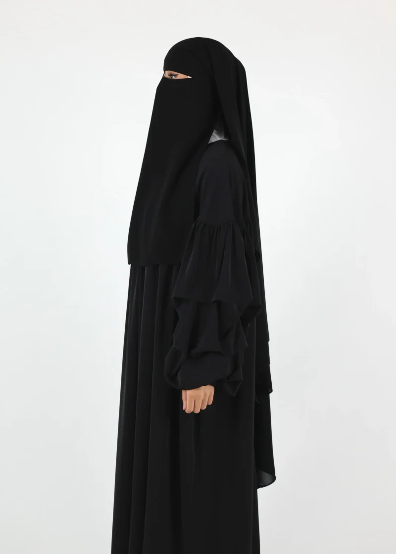 2 Layer Niqab with Nose String – Long – Black - Image 3
