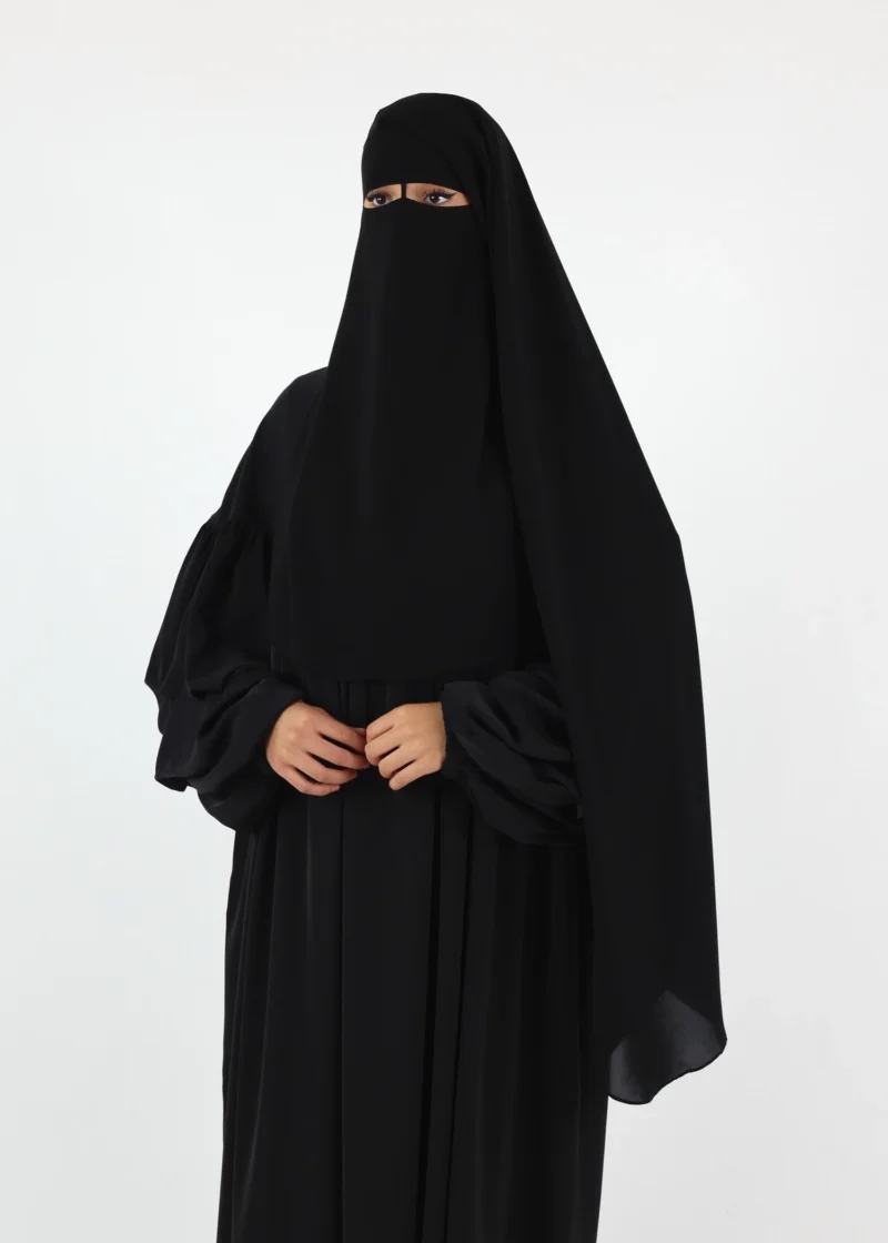 2 Layer Niqab with Nose String – Long – Black