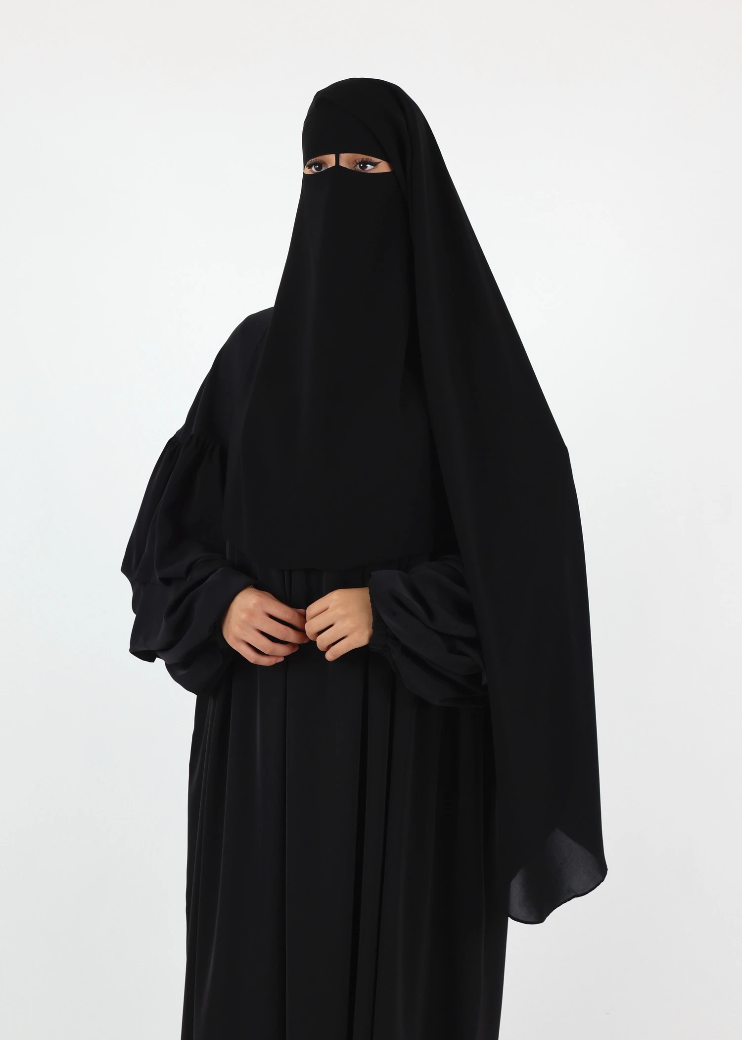 2 Layer Niqab with Nose String – Long – Black