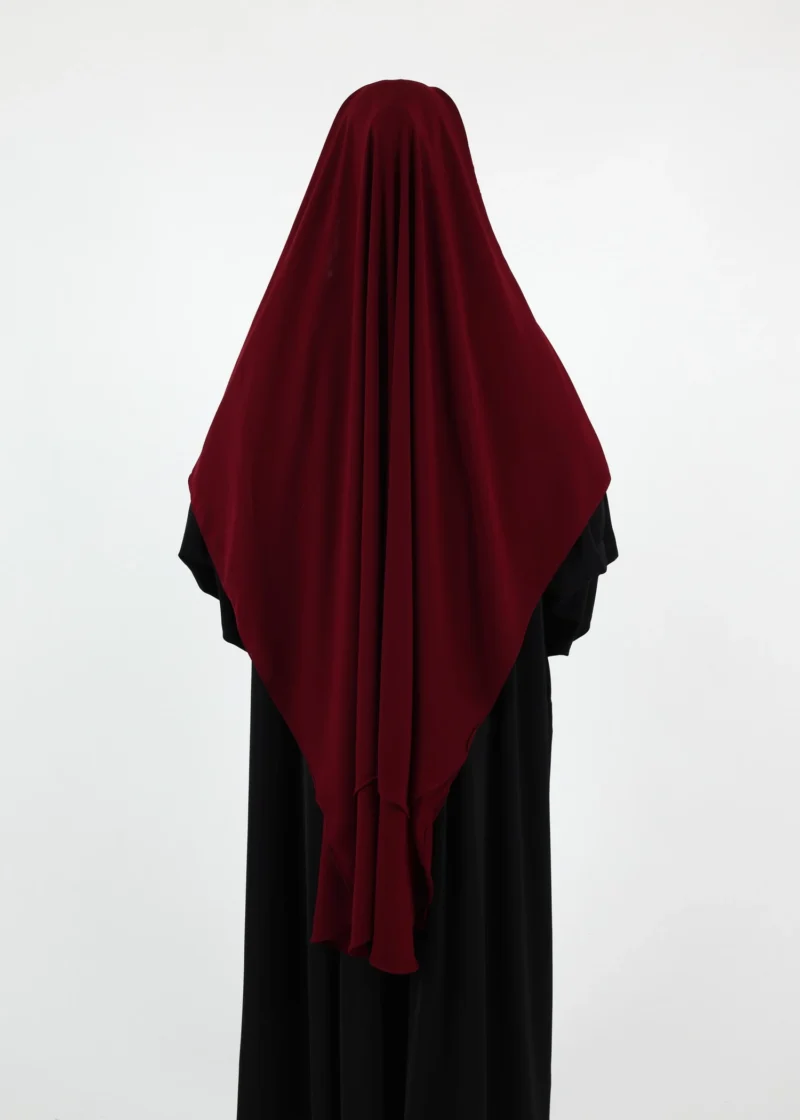 Alternative view of 2 Layer Niqab with Nose String – Long – Burgundy