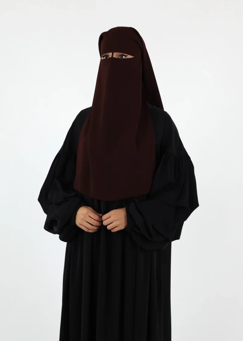 2 Layer Niqab with Nose String – Long – Coffee - Image 5