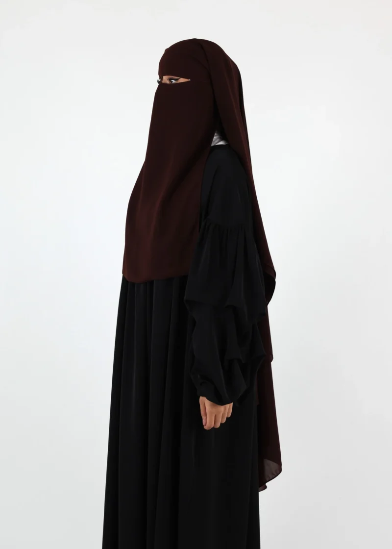 2 Layer Niqab with Nose String – Long – Coffee - Image 4
