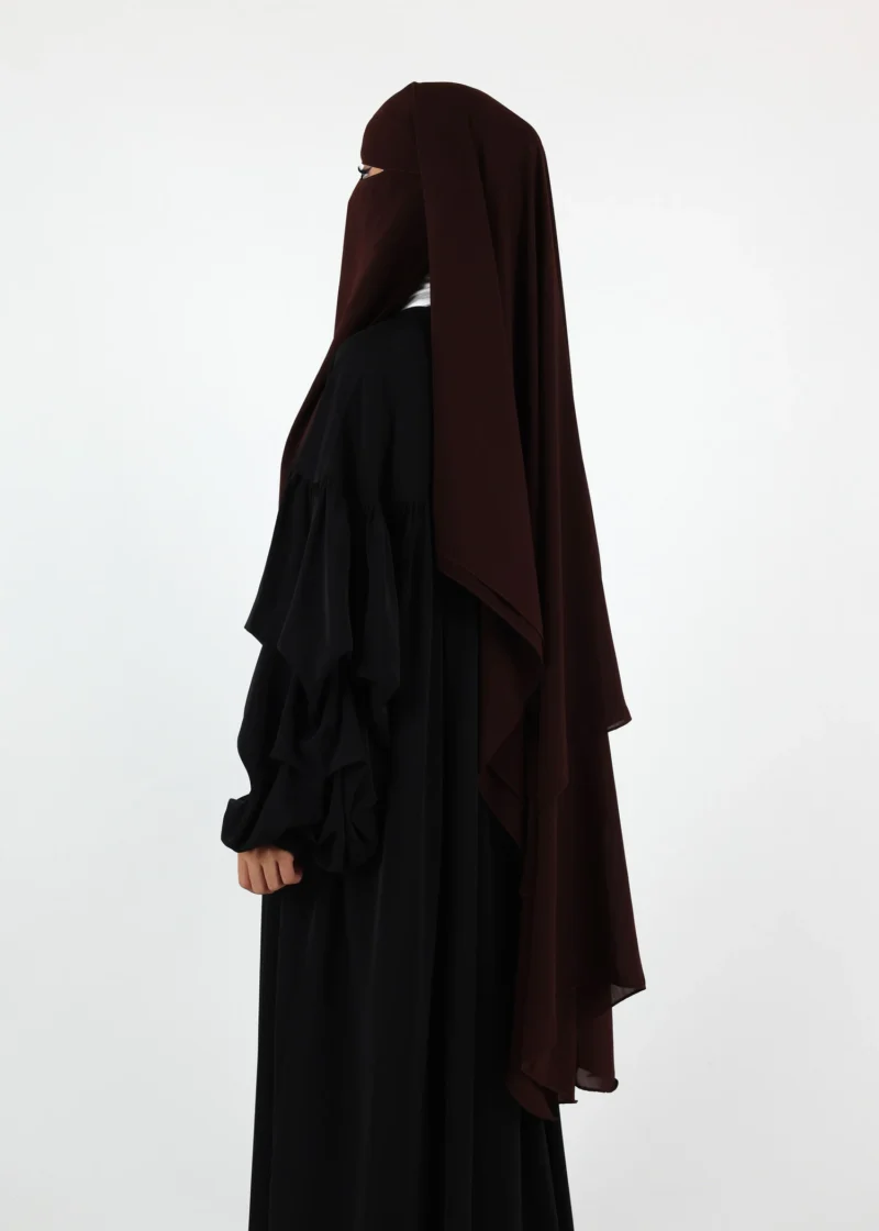 2 Layer Niqab with Nose String – Long – Coffee - Image 3