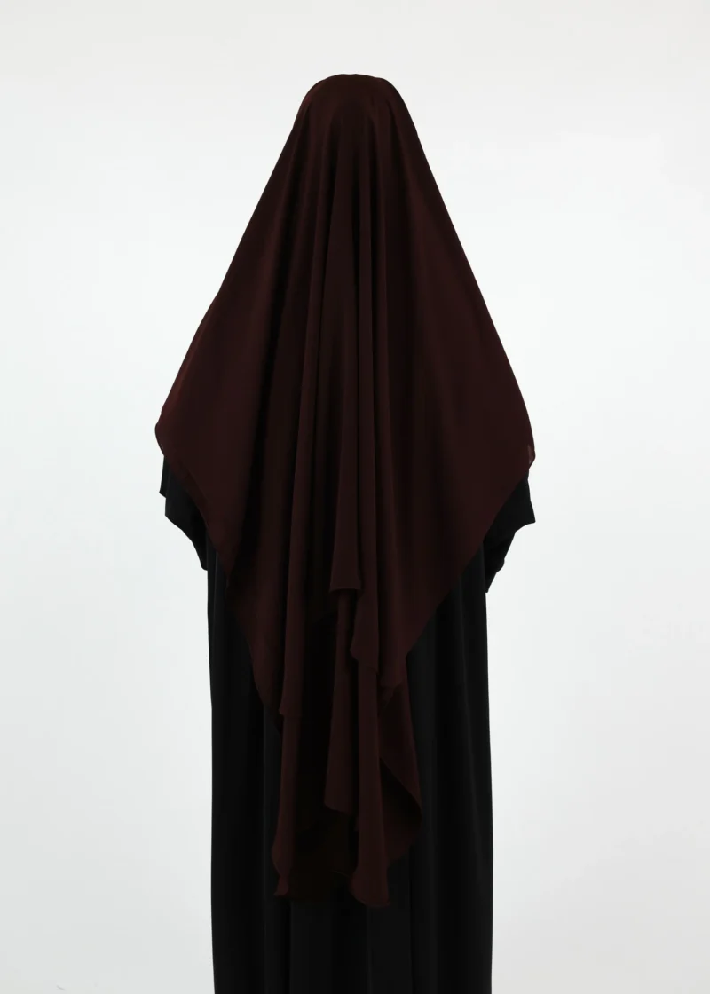 Alternative view of 2 Layer Niqab with Nose String – Long – Coffee