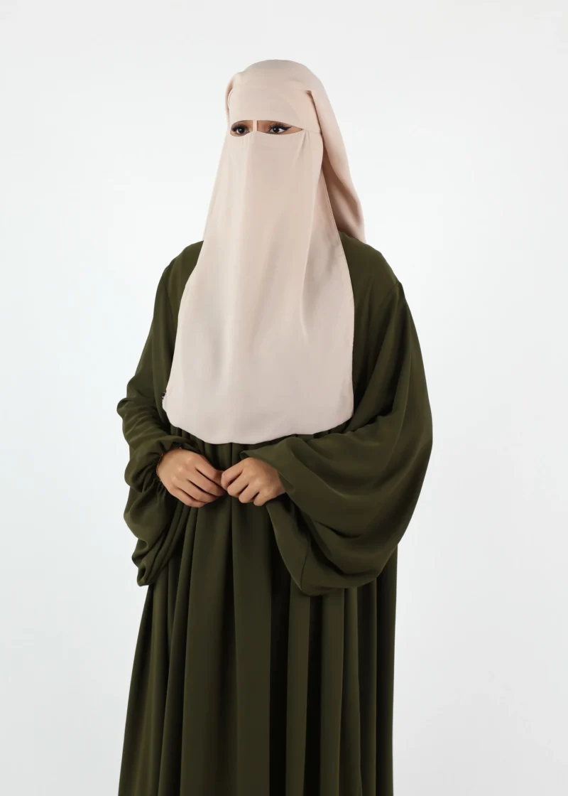 2 Layer Niqab with Nose String – Long – Cream Beige - Image 5