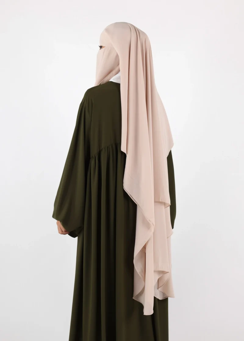 2 Layer Niqab with Nose String – Long – Cream Beige - Image 3