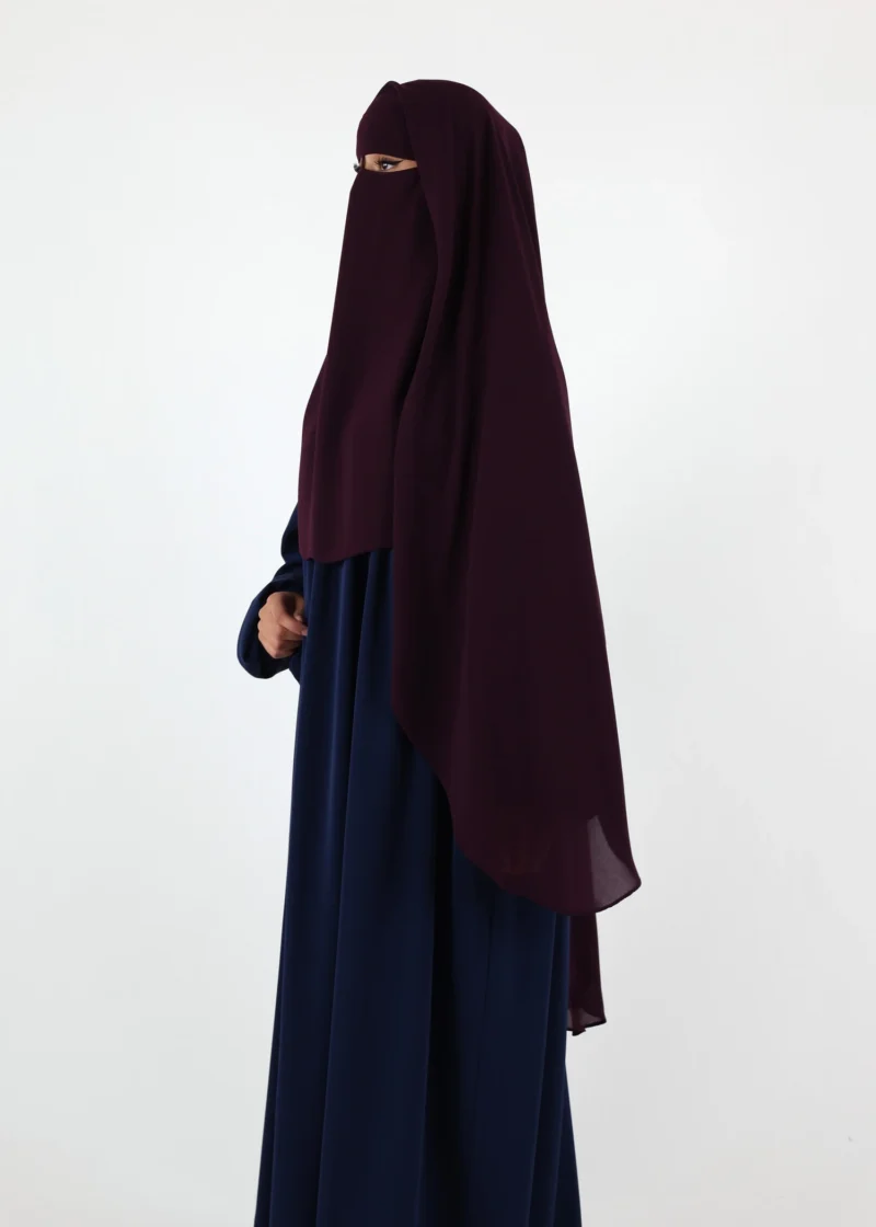 2 Layer Niqab with Nose String – Long – Dark Purple - Image 6