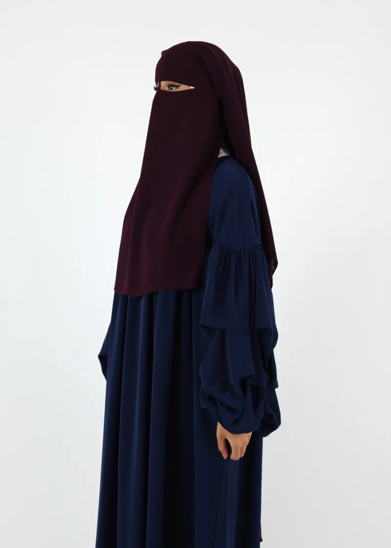 2 Layer Niqab with Nose String – Long – Dark Purple - Image 5