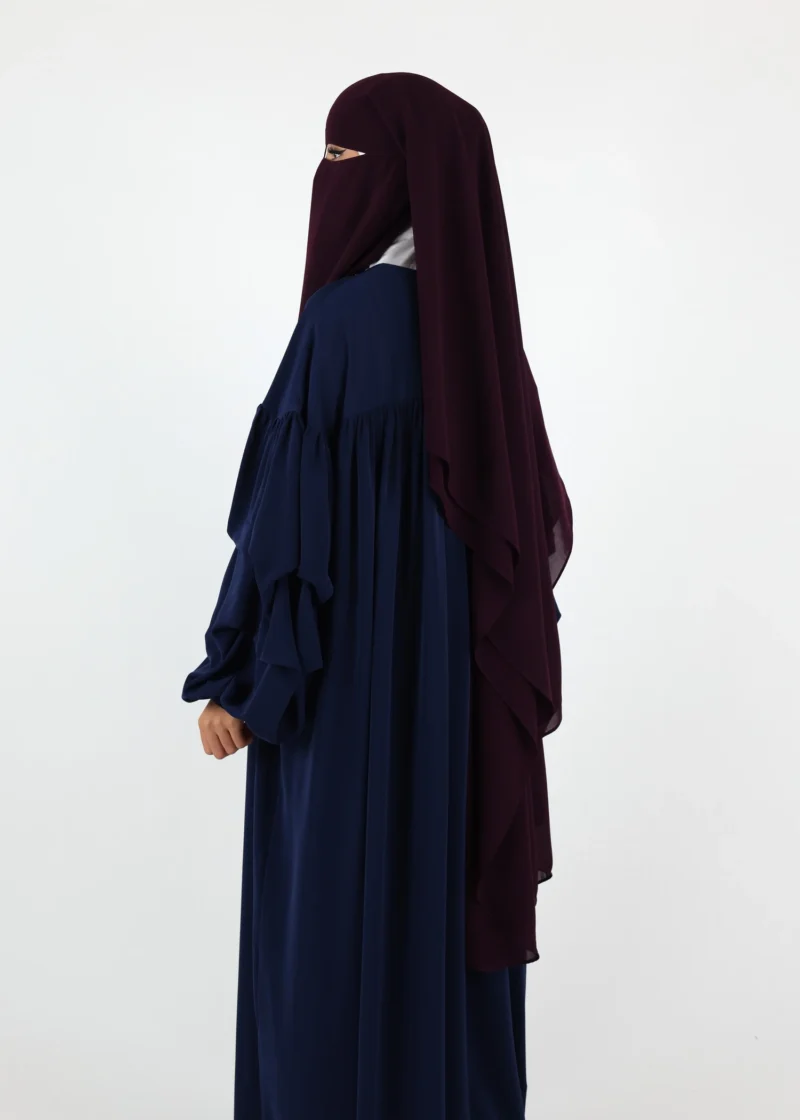 2 Layer Niqab with Nose String – Long – Dark Purple - Image 4