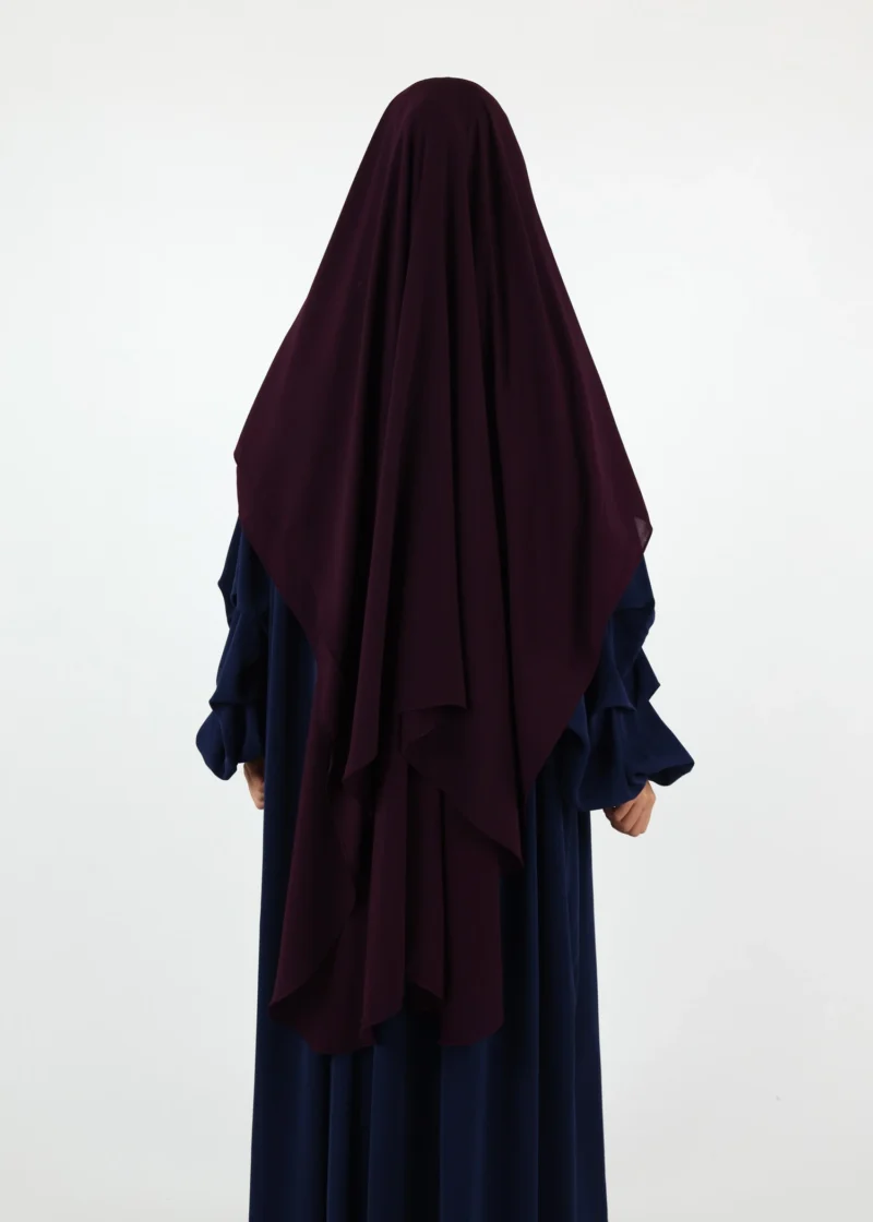 2 Layer Niqab with Nose String – Long – Dark Purple - Image 3