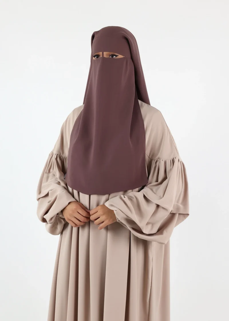 2 Layer Niqab with Nose String – Long – Dark Taupe - Image 4
