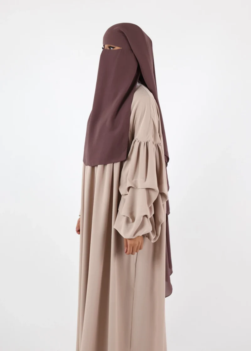 2 Layer Niqab with Nose String – Long – Dark Taupe - Image 3