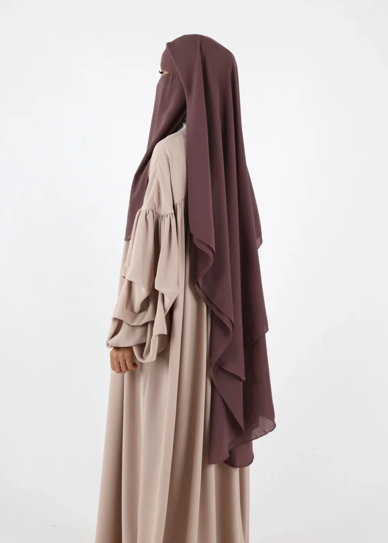 Alternative view of 2 Layer Niqab with Nose String – Long – Dark Taupe
