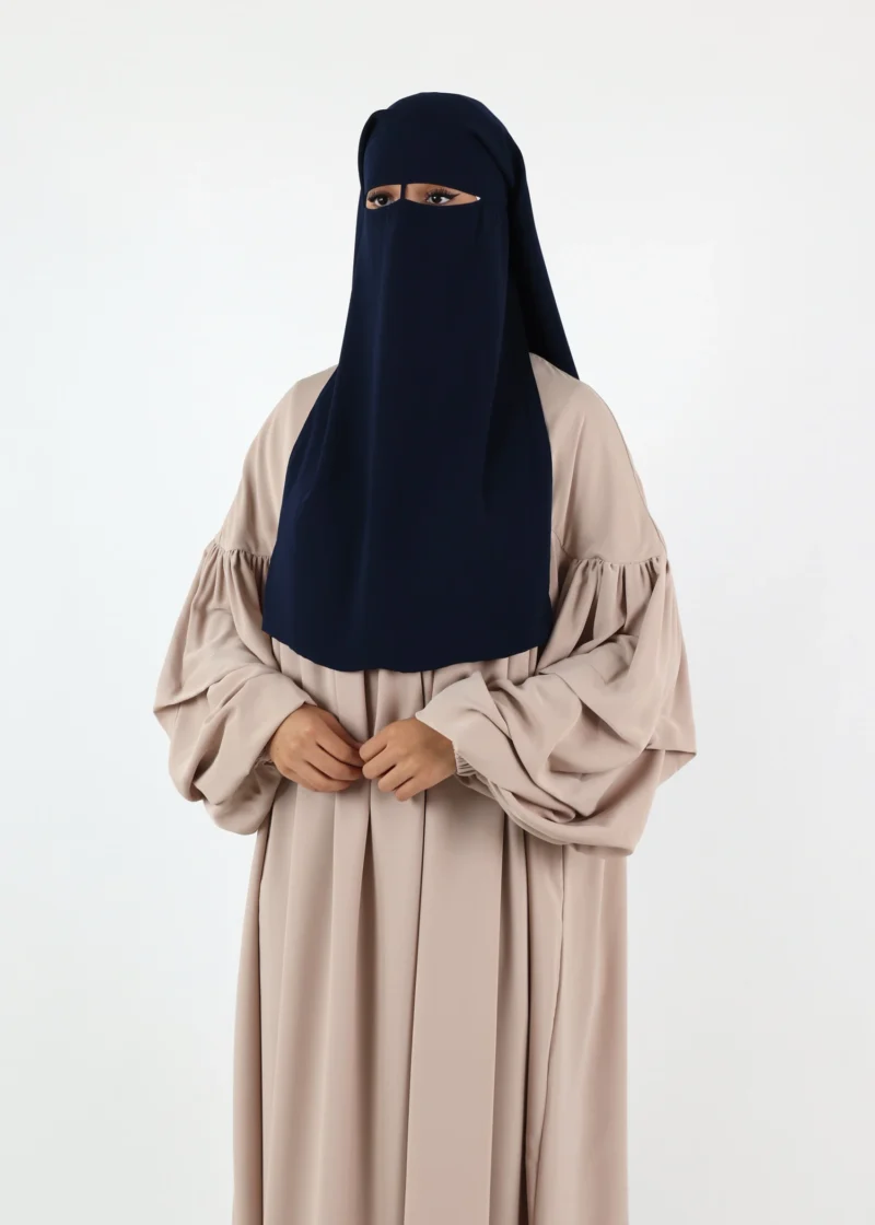 2 Layer Niqab with Nose String – Long – Navy - Image 4