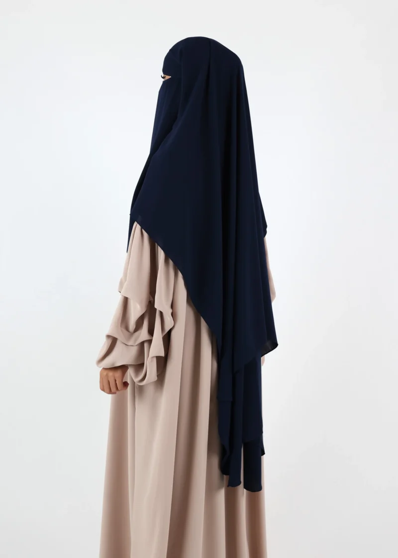 Alternative view of 2 Layer Niqab with Nose String – Long – Navy