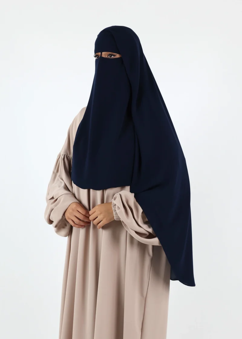2 Layer Niqab with Nose String – Long – Navy