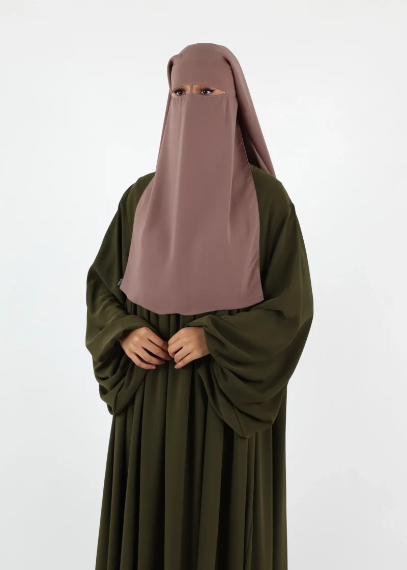 2 Layer Niqab with Nose String – Long – Soft Taupe - Image 5
