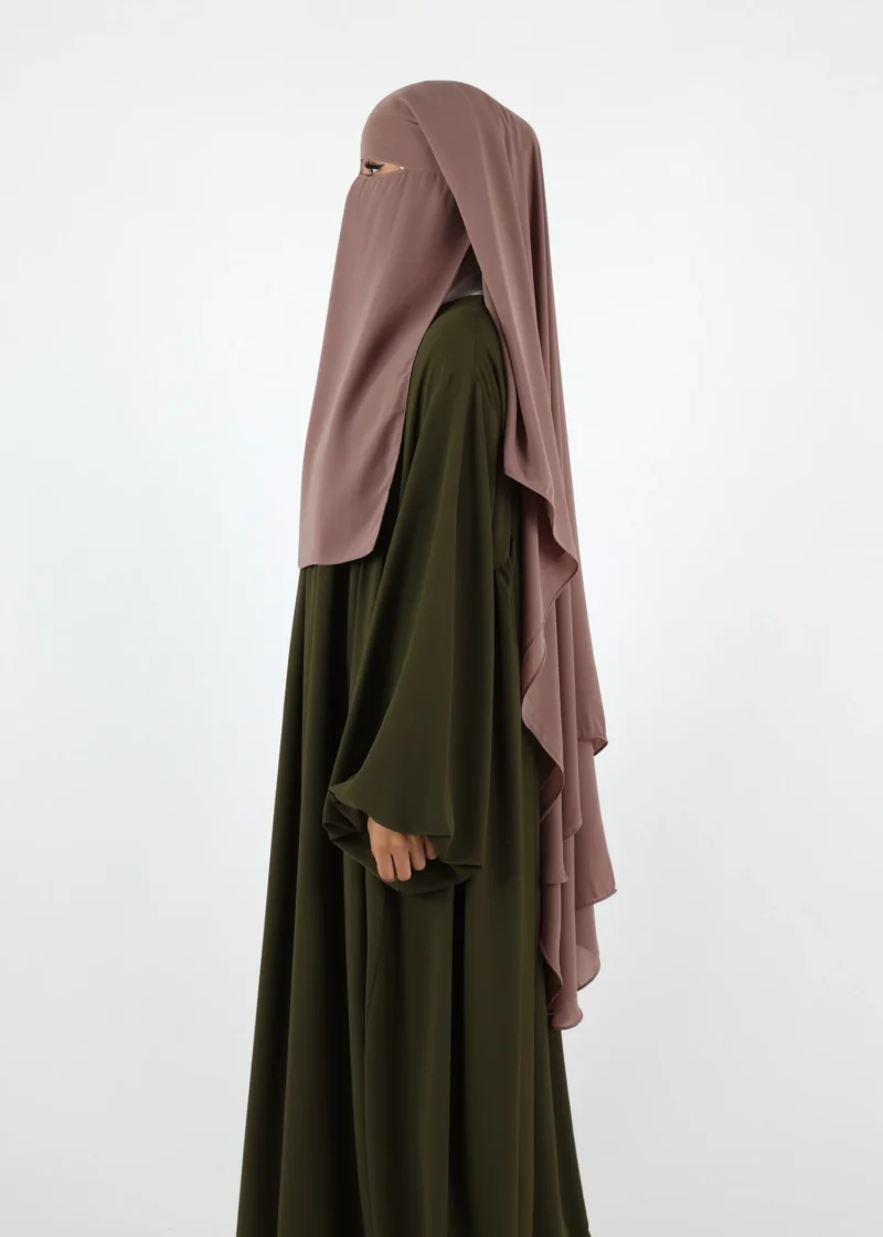 2 Layer Niqab with Nose String – Long – Soft Taupe - Image 4