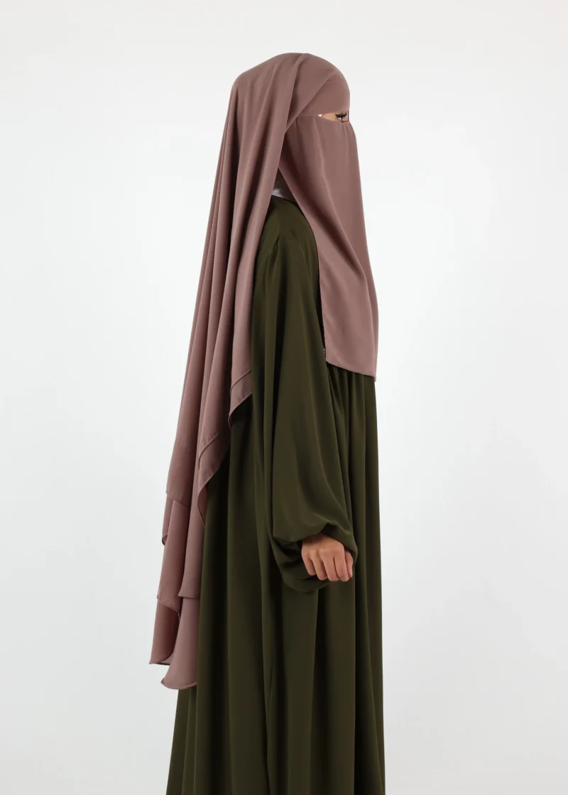 2 Layer Niqab with Nose String – Long – Soft Taupe - Image 3