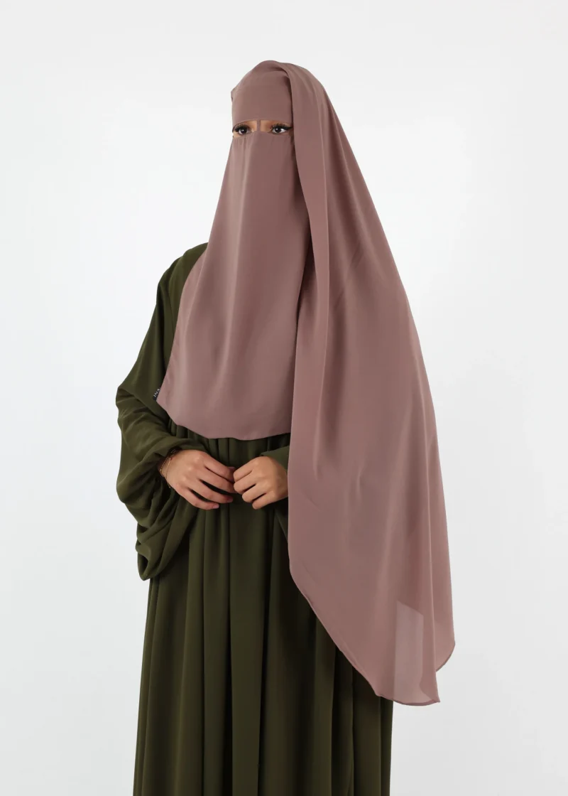 2 Layer Niqab with Nose String – Long – Soft Taupe