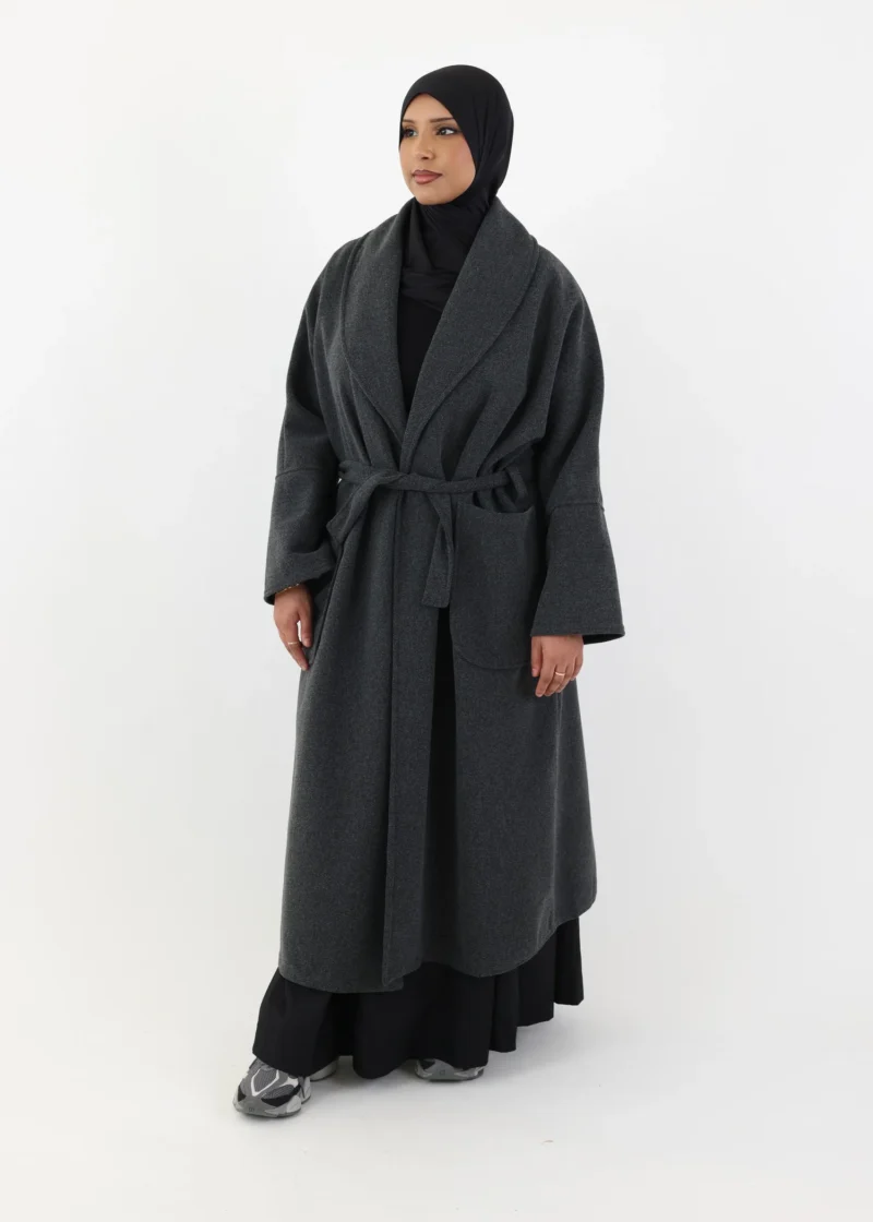 Belted Coat - Dark Grey - Image 4