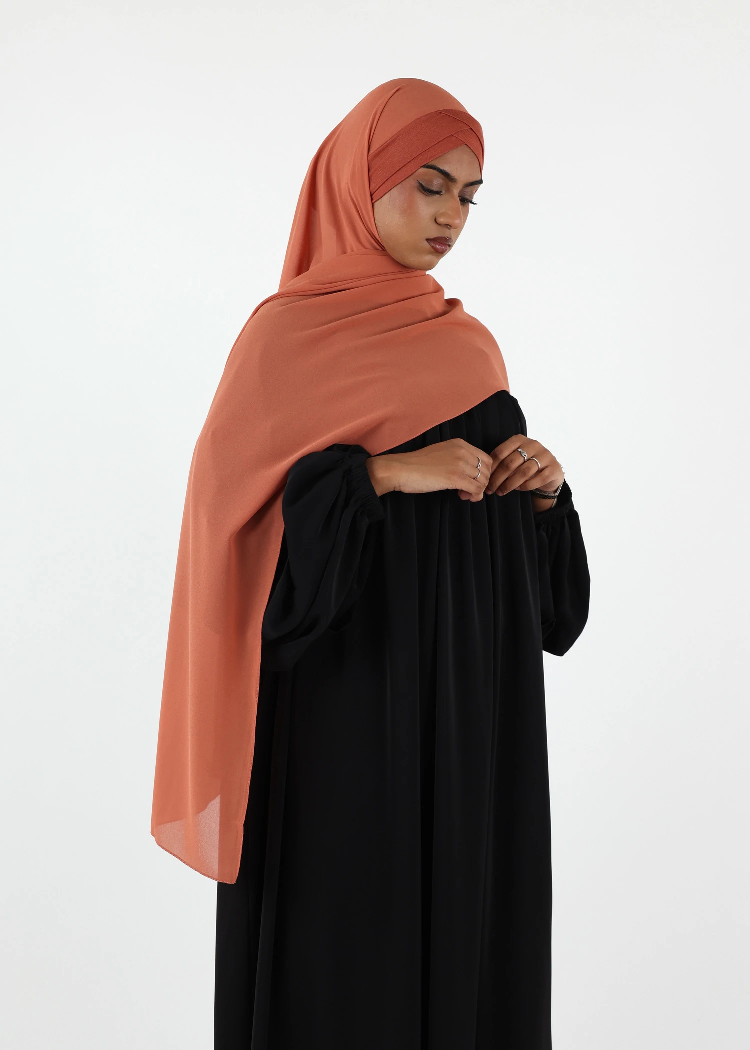 Chiffon with Jersey Cap Instant Hijab - Brique