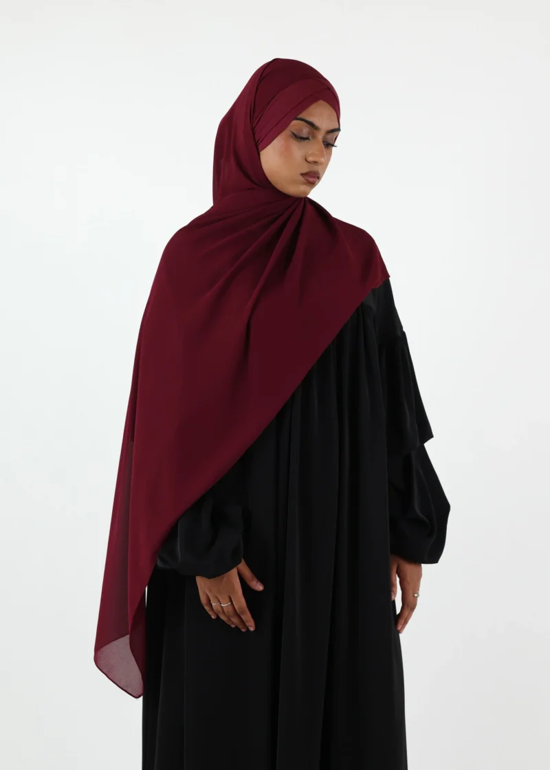 Chiffon with Jersey Cap Instant Hijab - Burgundy