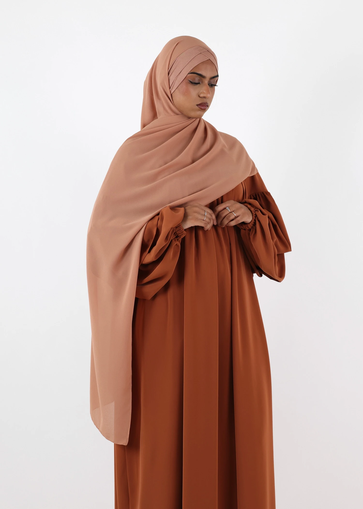 Chiffon with Jersey Cap Instant Hijab - Caramel