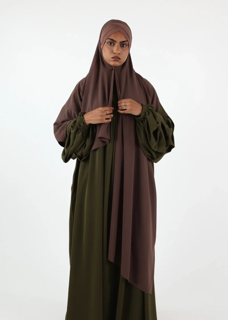 Chiffon with Jersey Cap Instant Hijab - Dark Taupe - Image 3