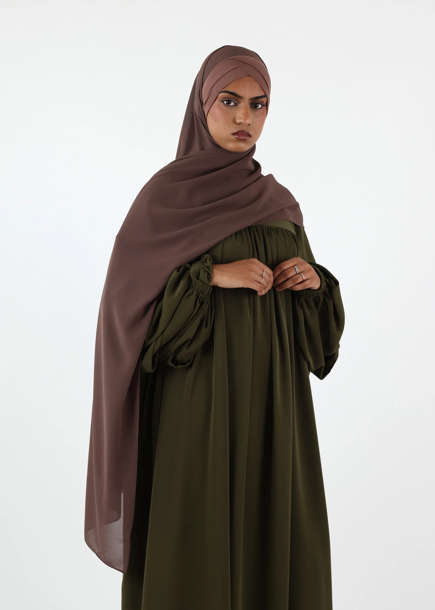 Chiffon with Jersey Cap Instant Hijab - Dark Taupe
