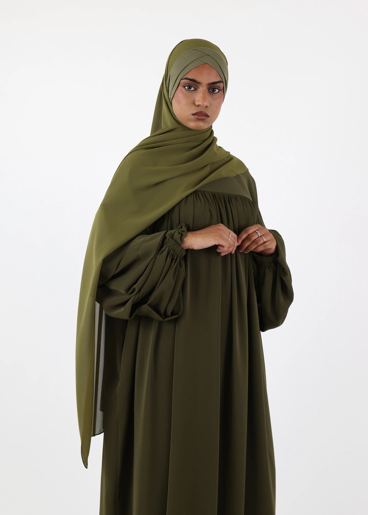 Chiffon with Jersey Cap Instant Hijab - Khaki