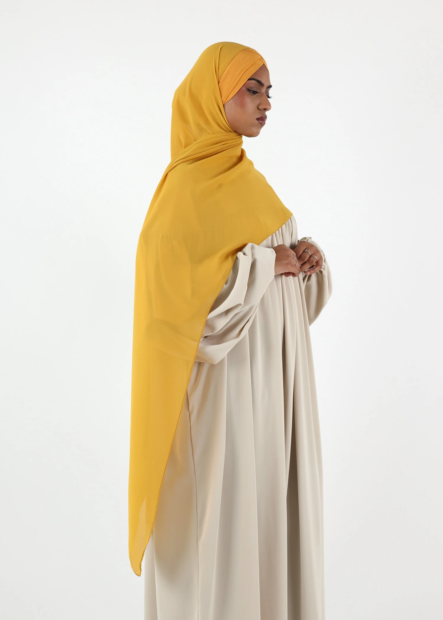 Chiffon with Jersey Cap Instant Hijab - Mustard